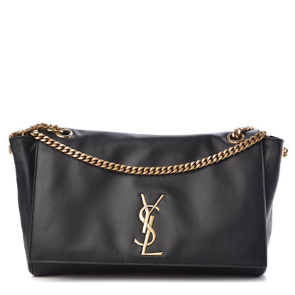 Saint Laurent Smooth Calfskin Suede Medium Reversible Monogram Kate Satchel Black 4 of 19