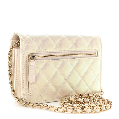 Chanel Iridescent Lambskin Quilted Mini Wallet On Chain WOC Ivory 3 of 12