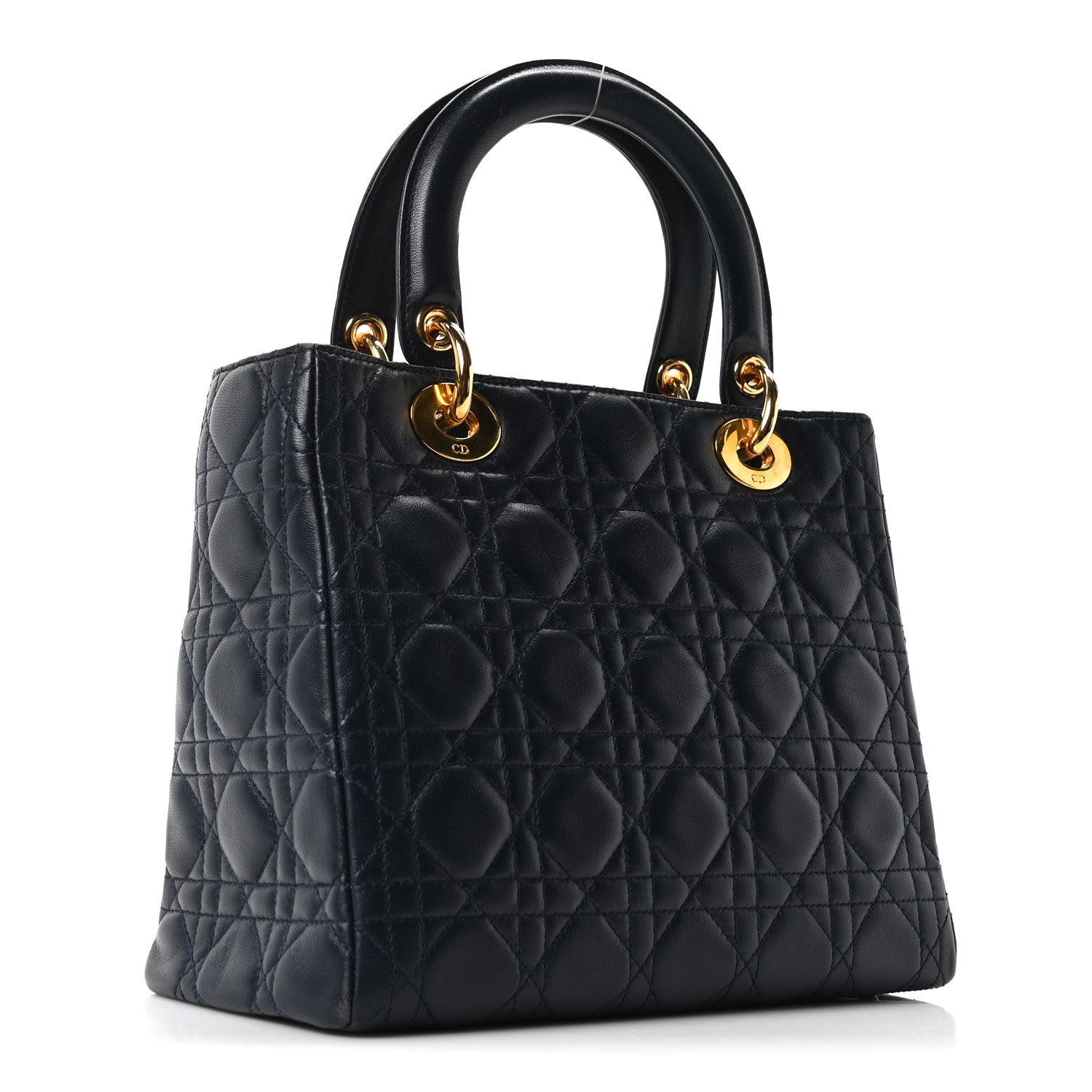 Christian Dior Lambskin Cannage Medium Lady Dior Navy Blue 2 of 9