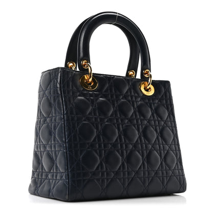 Christian Dior Lambskin Cannage Medium Lady Dior Navy Blue 2 of 9