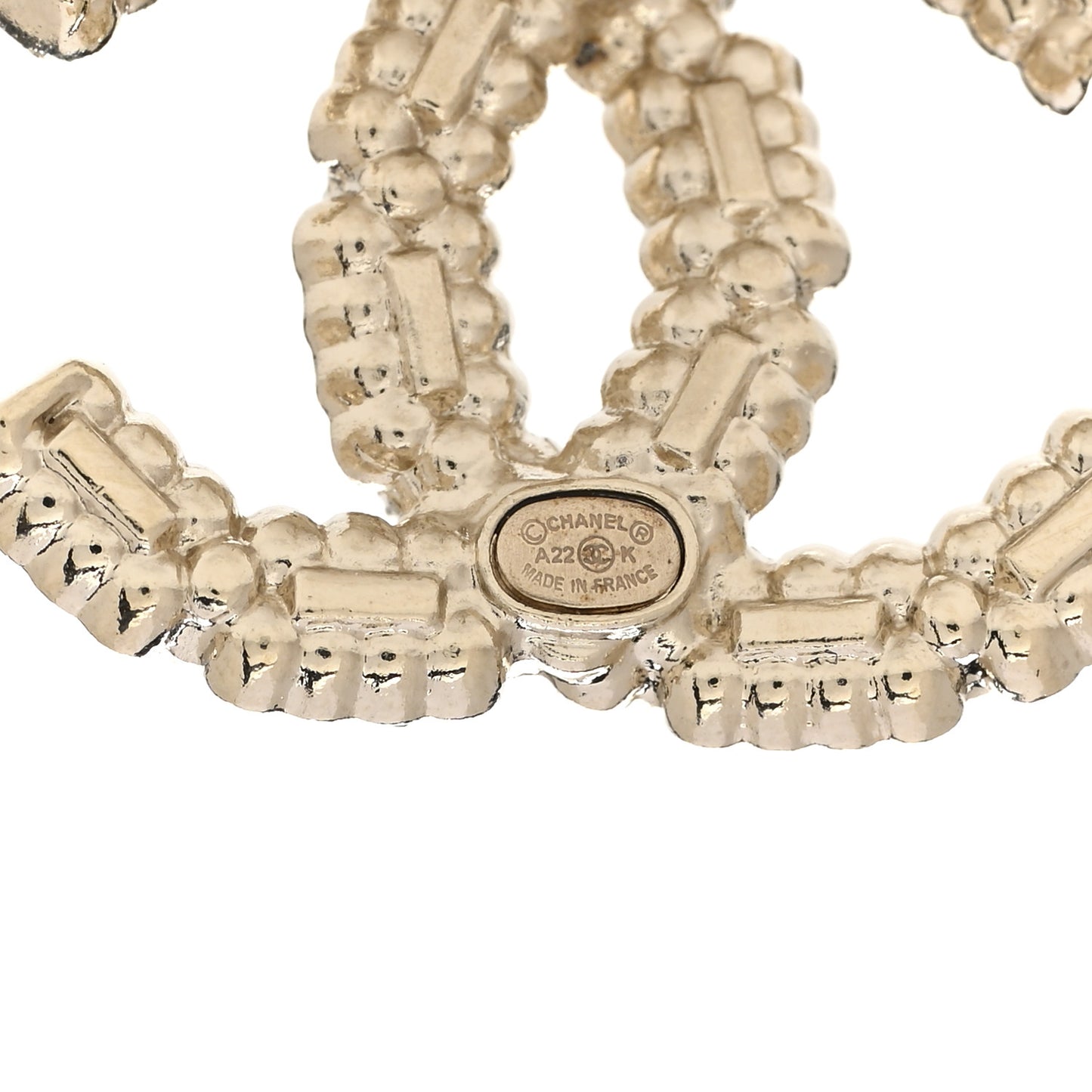 Crystal Baguette Pearl CC Earrings Gold Pearly White