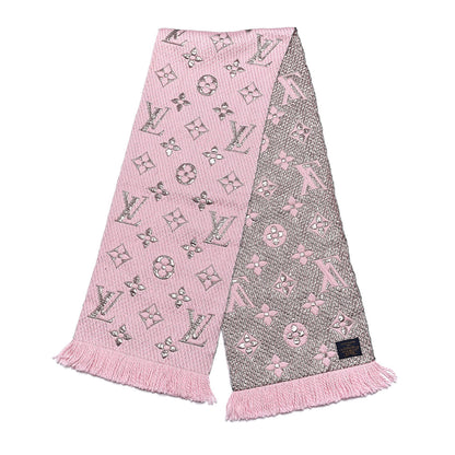 Louis Vuitton Wool Silk Logomania Shine Scarf Pink 3 of 4