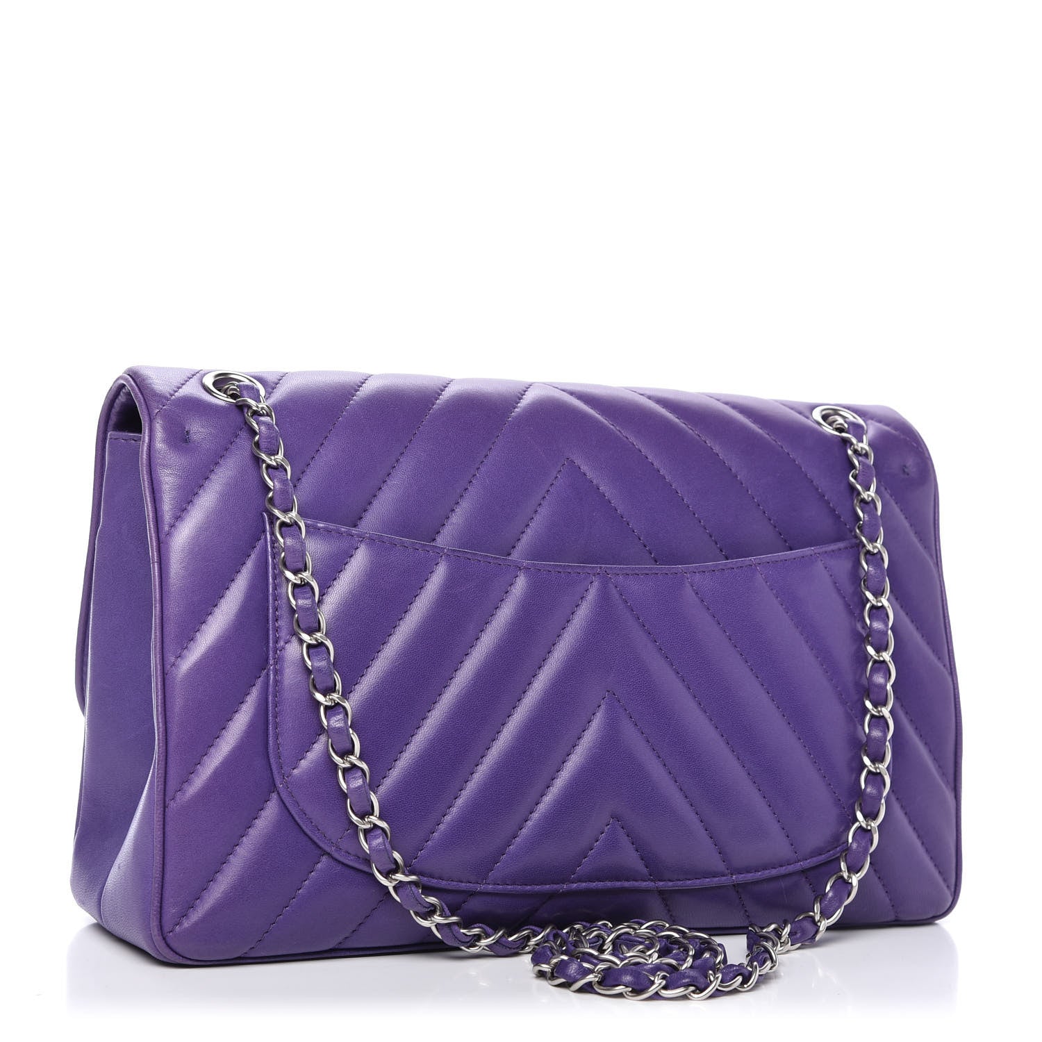 Chanel Lambskin Chevron Jumbo Leo Lion Flap Violet Fonce 3 of 10
