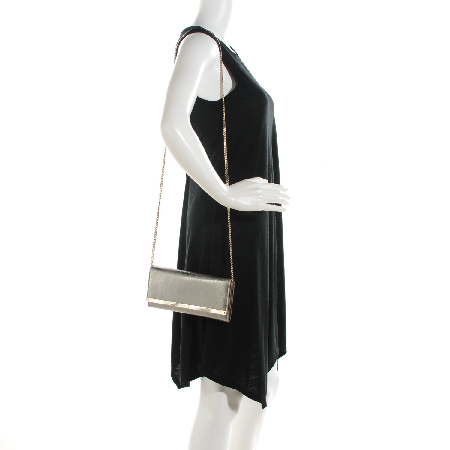 Jimmy Choo Etched Metallic Spazzolato Milla Accessory Clutch Vintage Silver 2 of 7