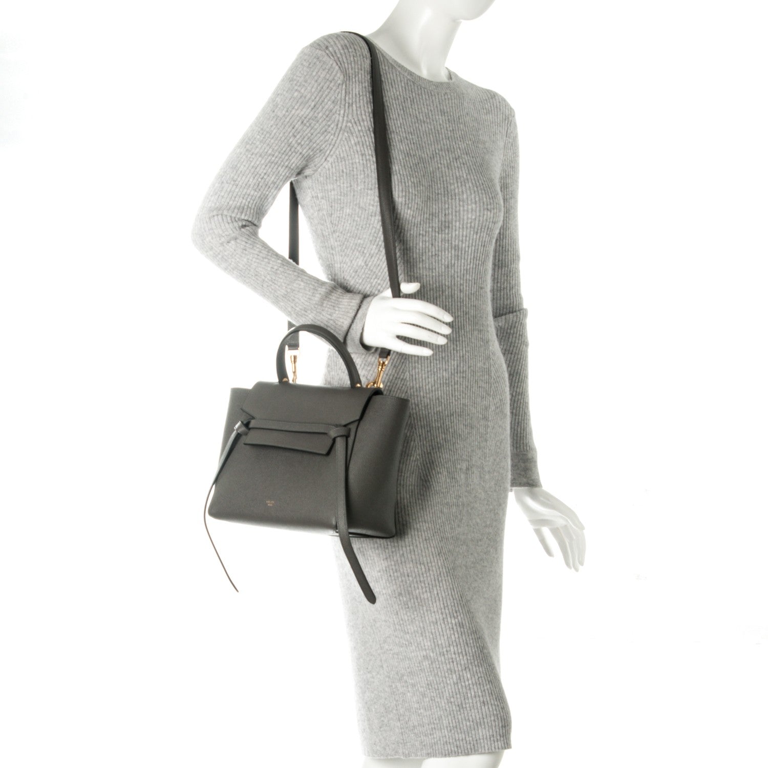 Celine Grained Calfskin Micro Belt Bag Grey 2 of 9