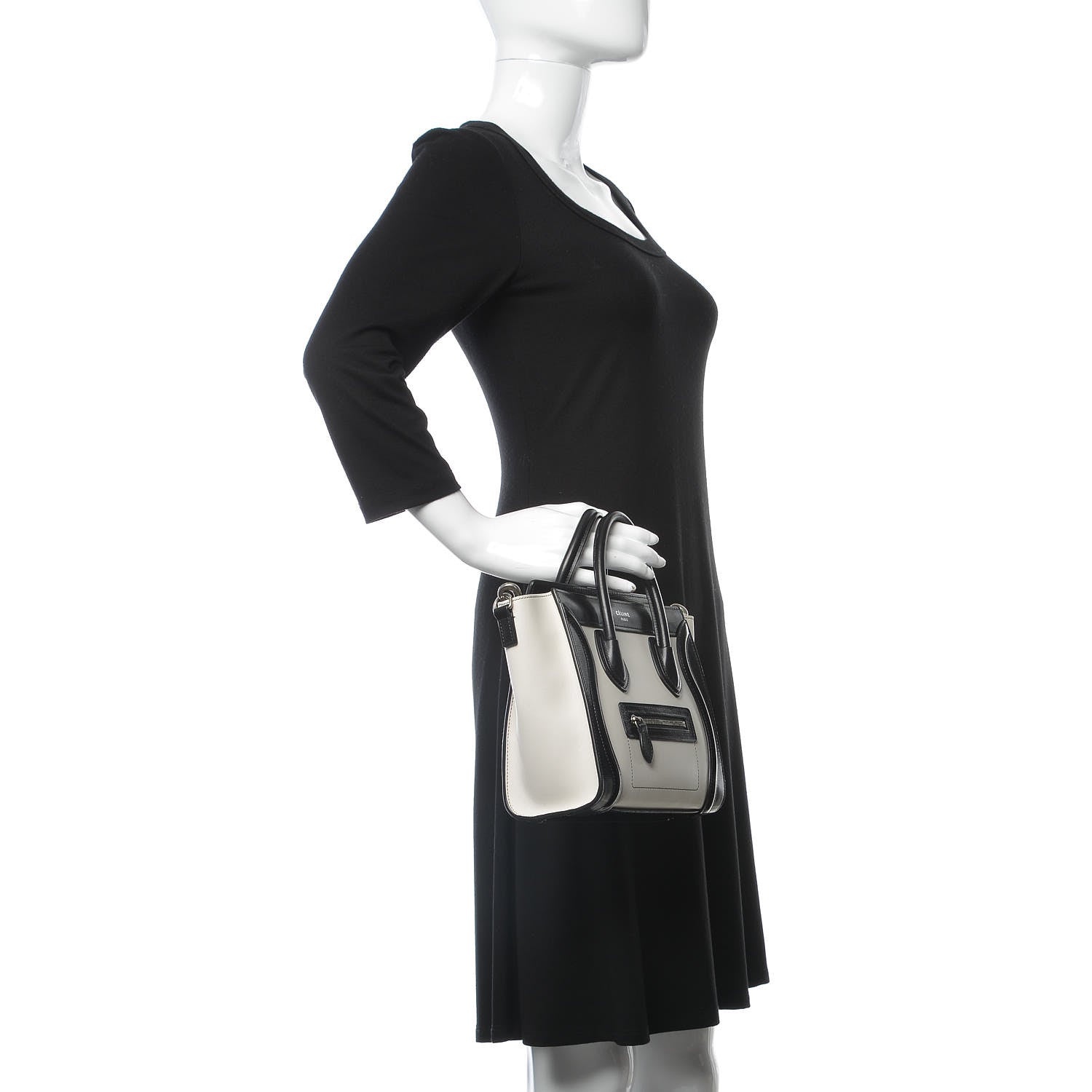 Celine Lizard Smooth Calfskin Nano Luggage White Black 3 of 7