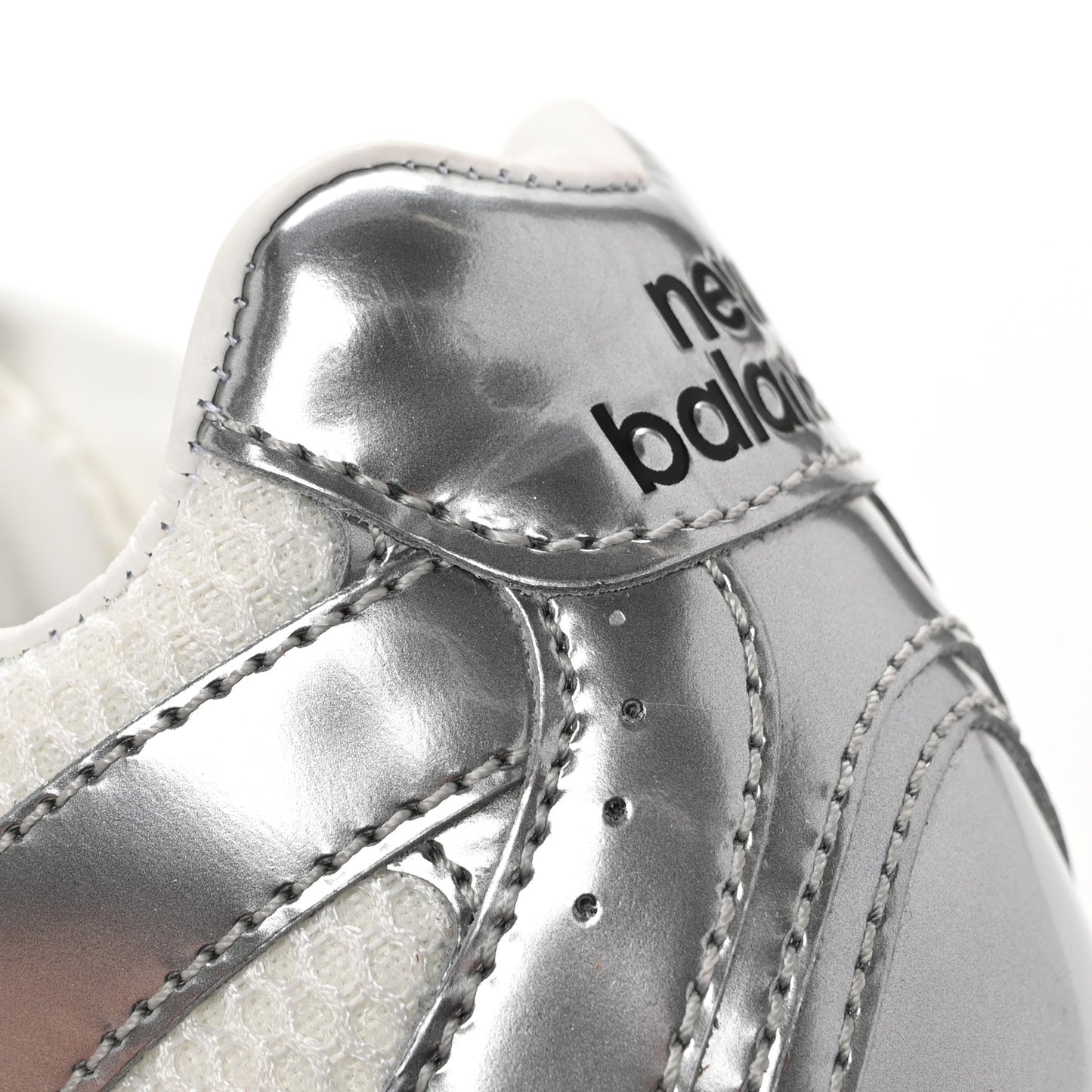 X NEW BALANCE Metallic Calfskin Mesh 530 SL Sneakers 37.5 Argento