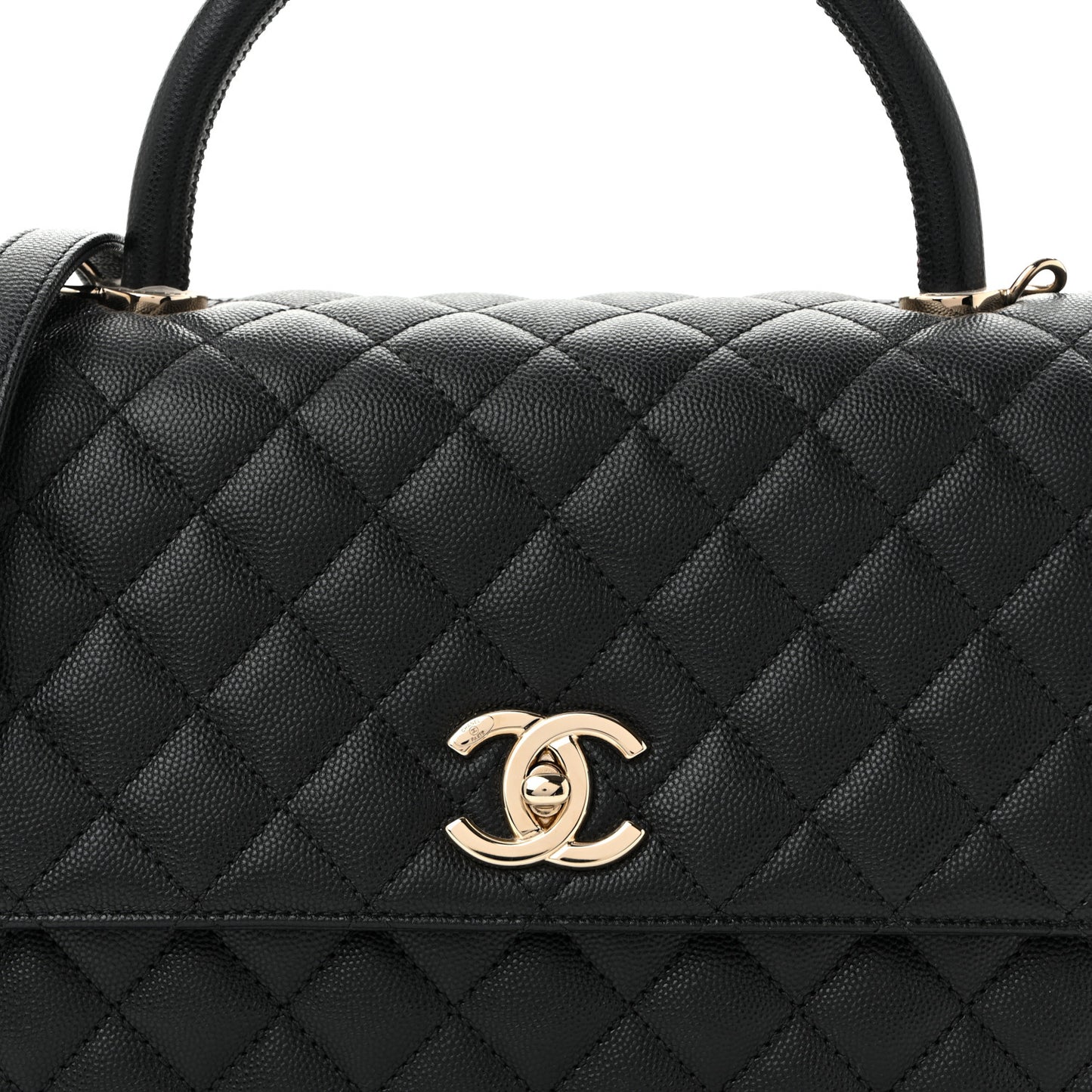 Caviar Quilted Small Coco Handle Flap Black