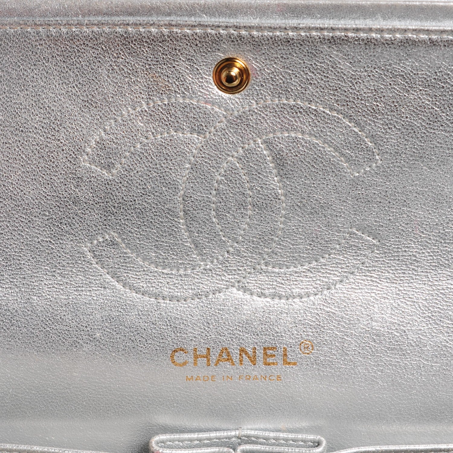 Chanel Lambskin Quilted Medium Double Flap Silver 6 of 8