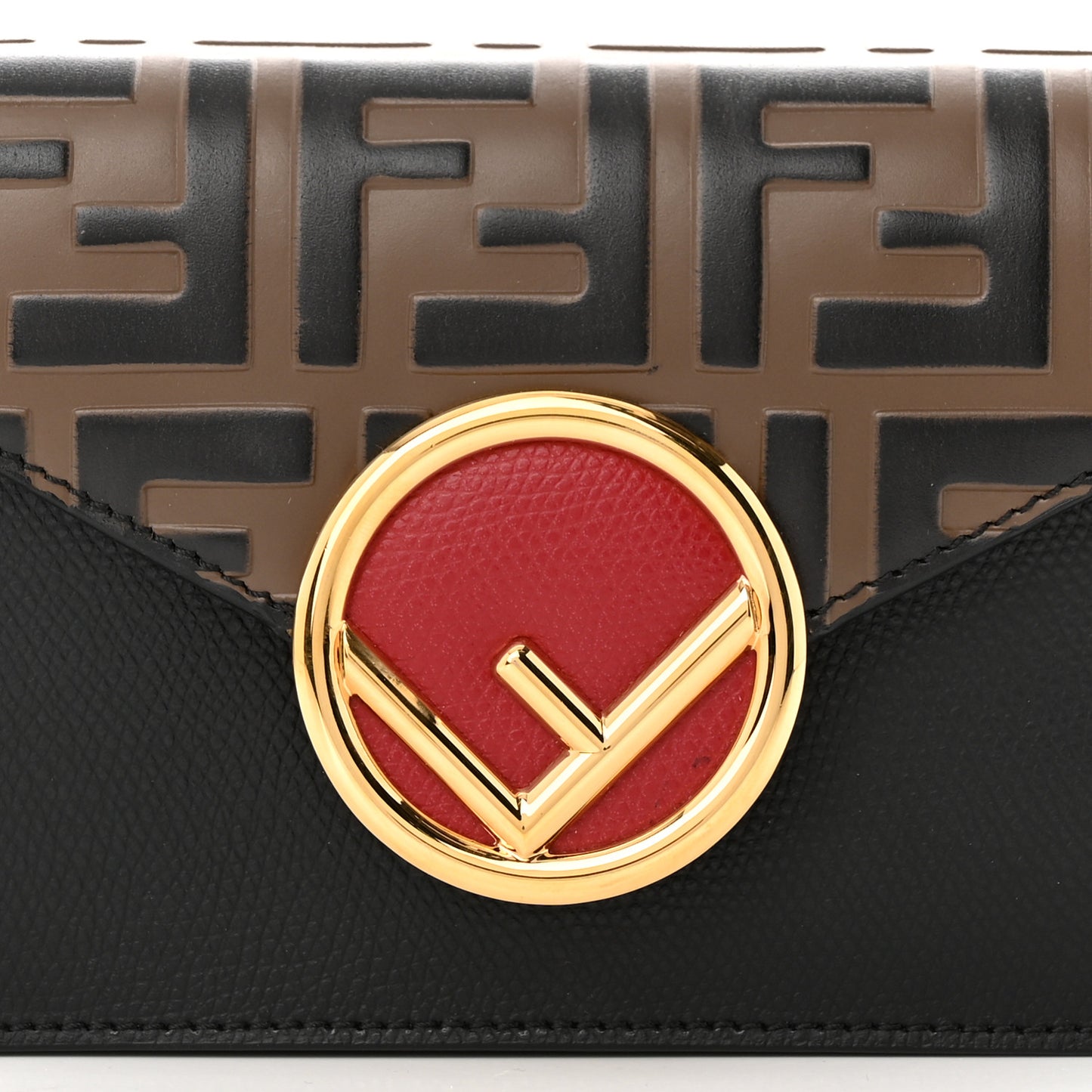 Vitello Liberty F is Fendi Bi-Color FF 1974 Embossed Envelope Belt Bag Maya Black
