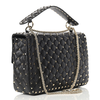 Valentino Garavani Lambskin Large Rockstud Spike Shoulder Bag Black 3 of 12