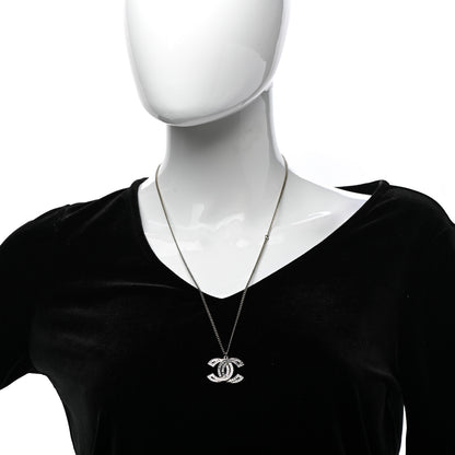 Chanel Metal Crystal Baguette CC Pendant Necklace Gold 2 of 6