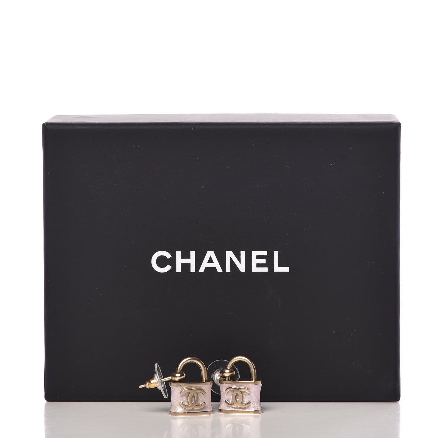 Resin Strass Silver Lock Earrings Golden Iridescent Lilac