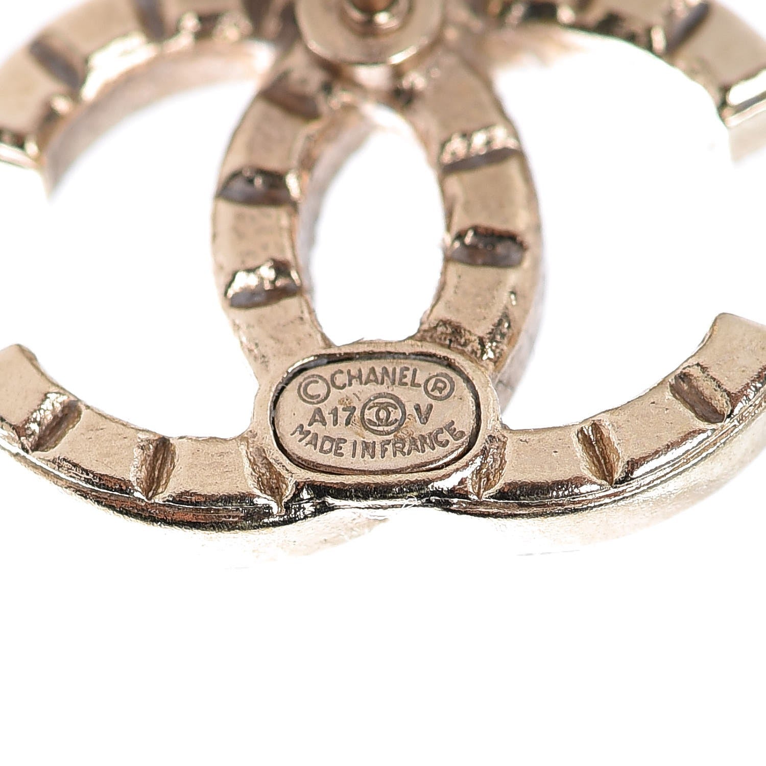 Chanel Studded CC Earrings Gold 3 of 4