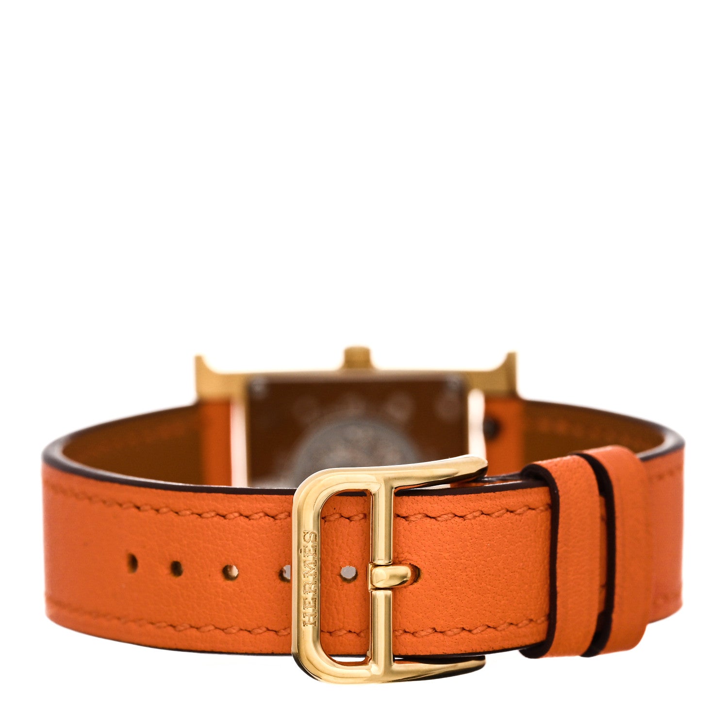 Hermes Stainless Steel Swift 21mm Heure H Hour Quartz Watch Orange 3 of 5