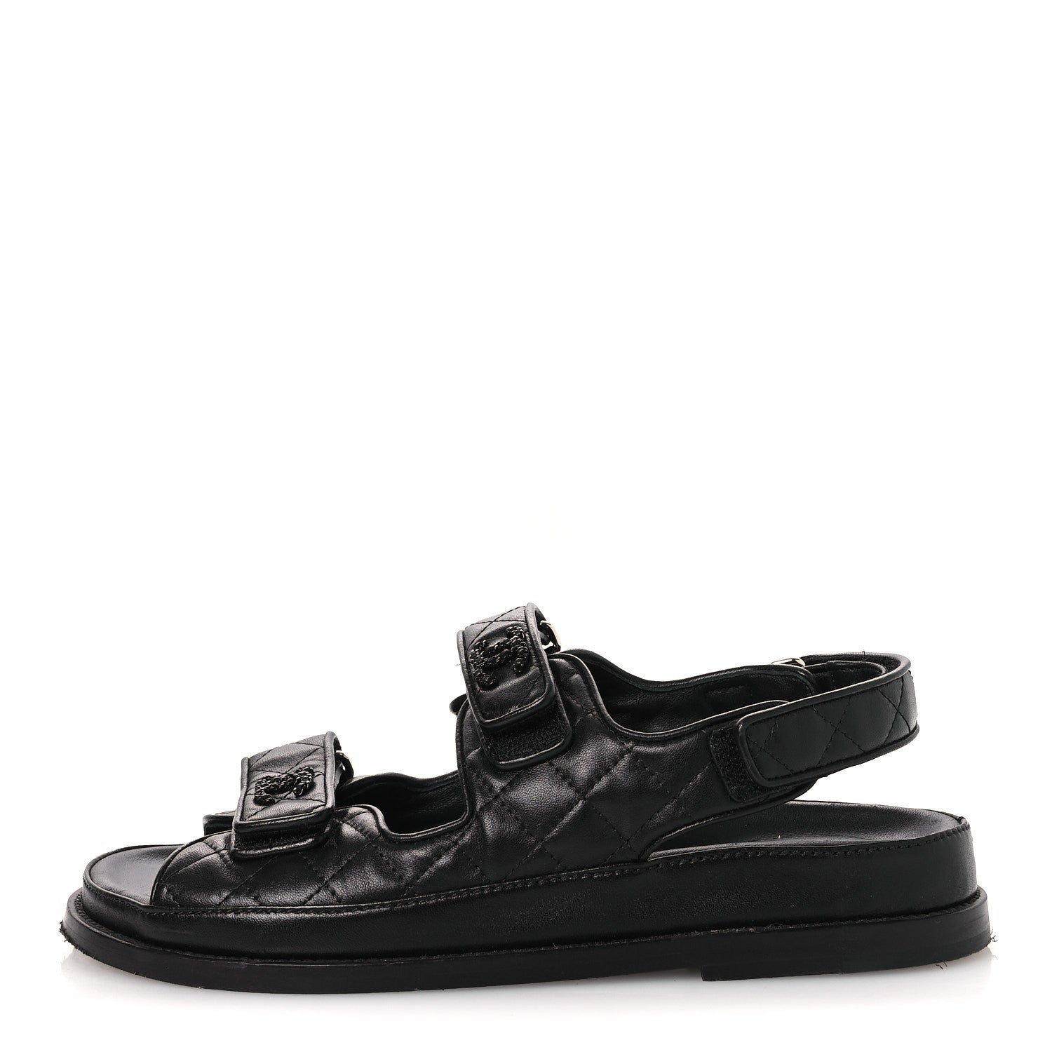 Chanel Lambskin Velcro Dad Sandals 39 Black 1 of 10