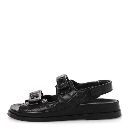 Chanel Lambskin Velcro Dad Sandals 39 Black 1 of 10