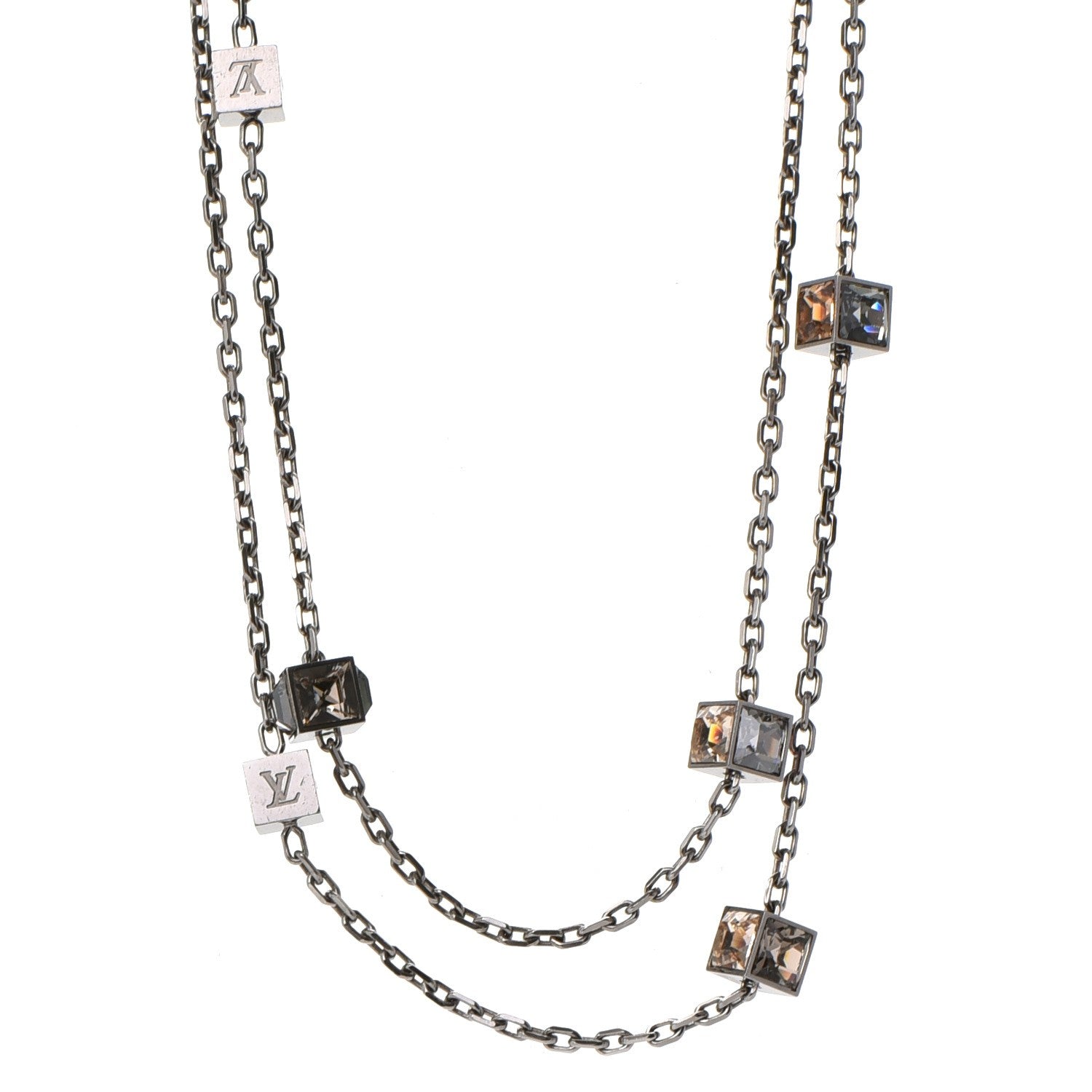 Louis Vuitton Swarovski Gamble Long Necklace Silver 1 of 7