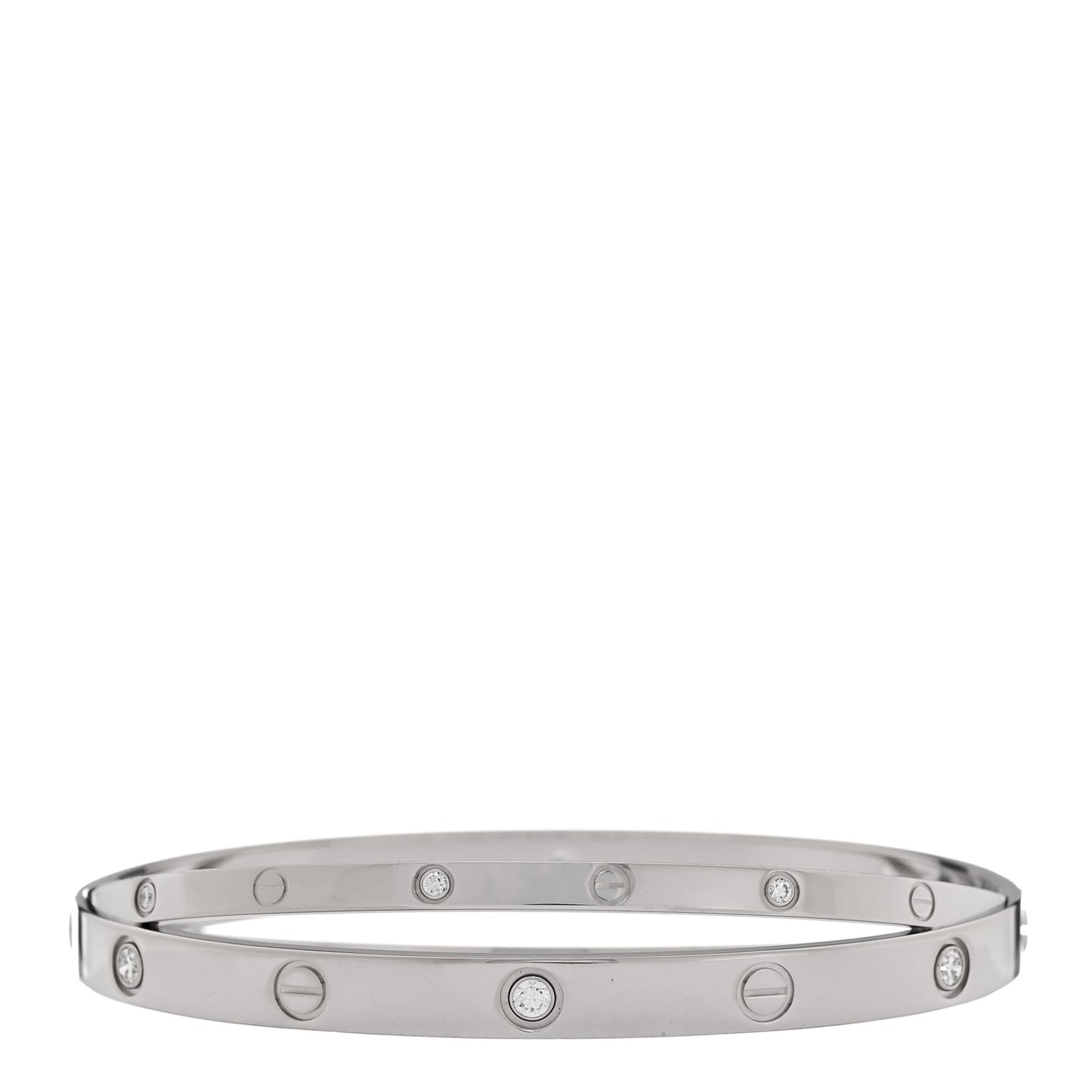 18K White Gold 12 Diamond Double LOVE Bracelet 19