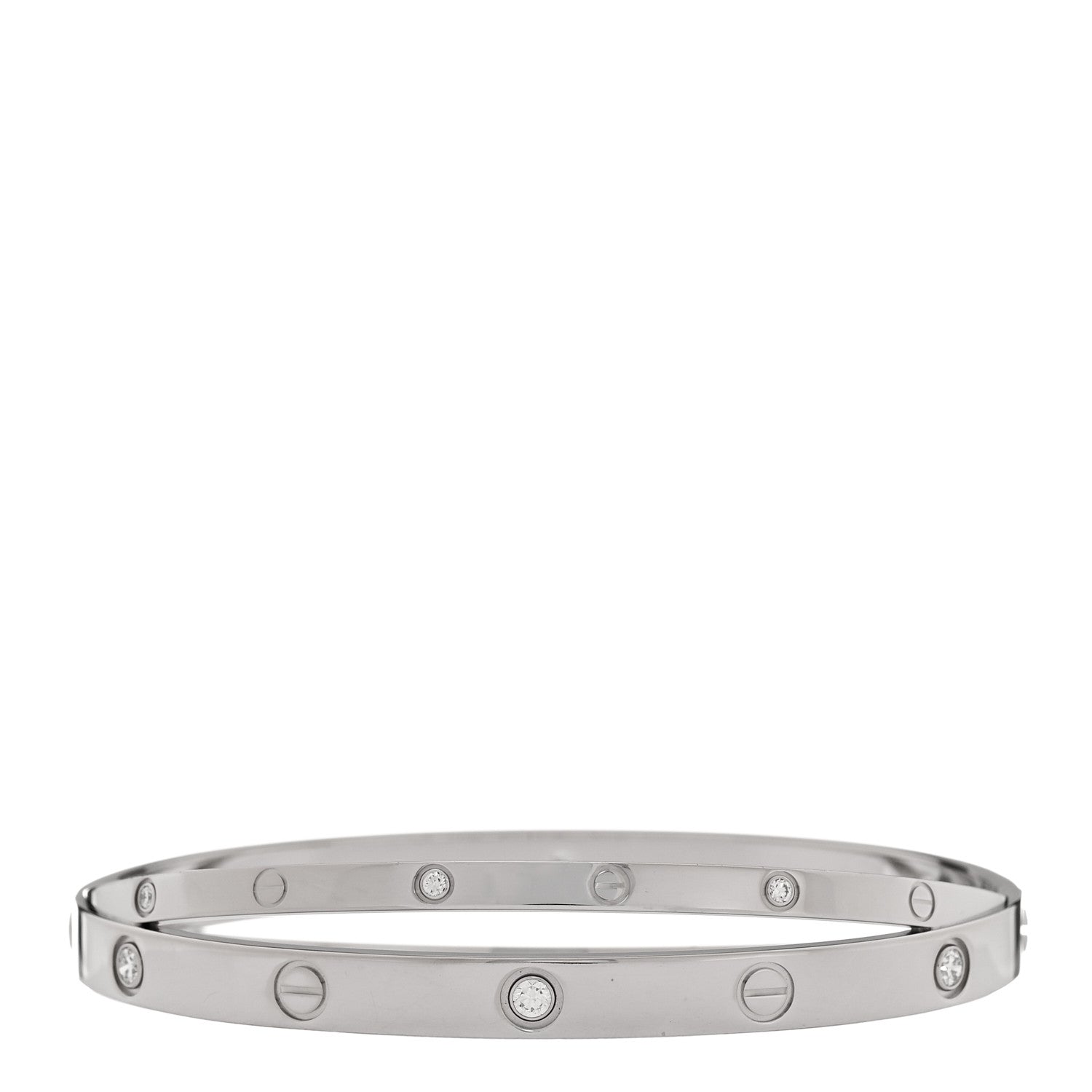 Cartier 18K White Gold 12 Diamond Double LOVE Bracelet 19 3 of 10
