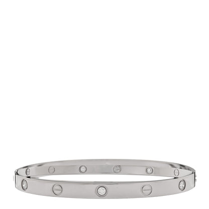 Cartier 18K White Gold 12 Diamond Double LOVE Bracelet 19 3 of 10