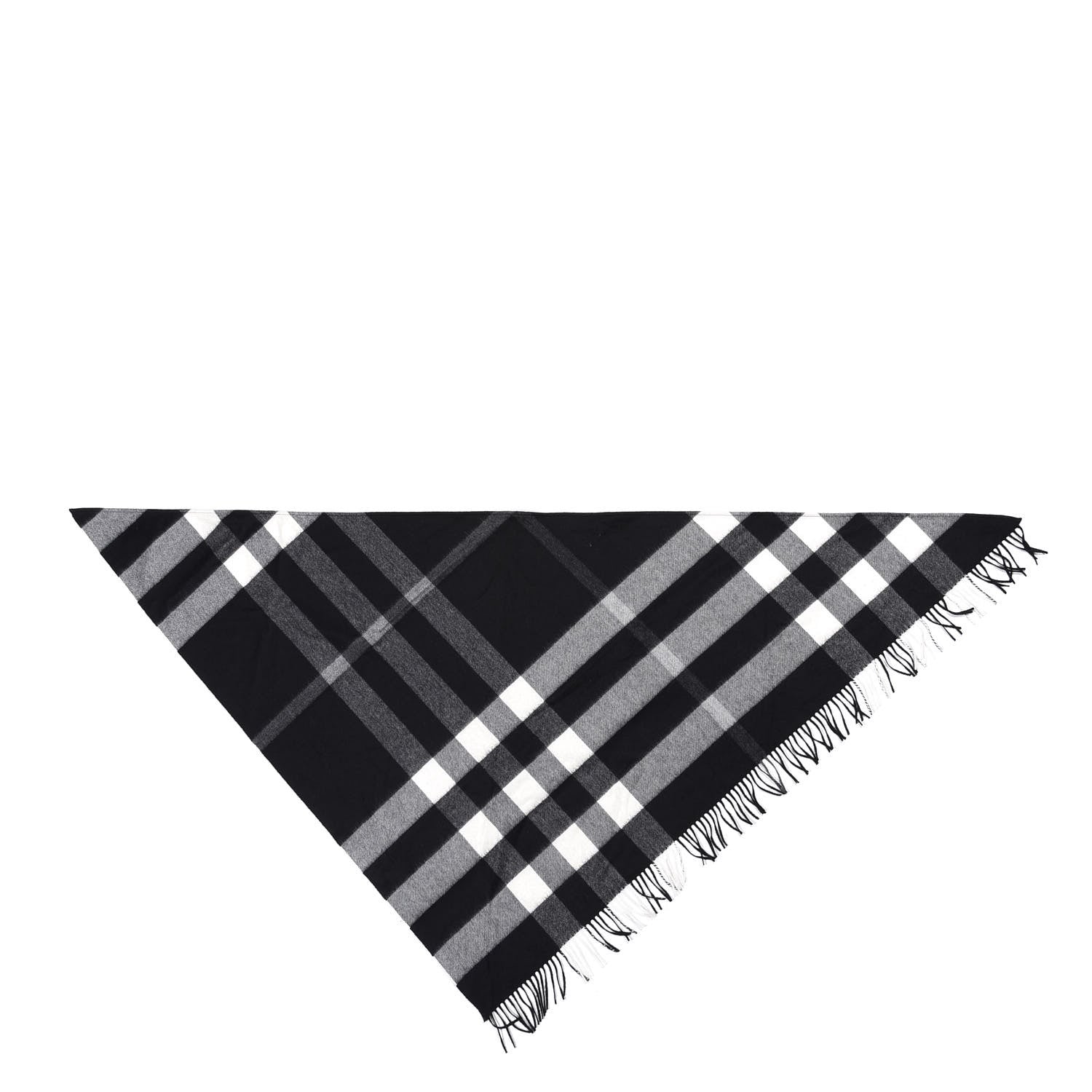 Burberry Cashmere Half Mega Check Bandana Scarf Black 1 of 2