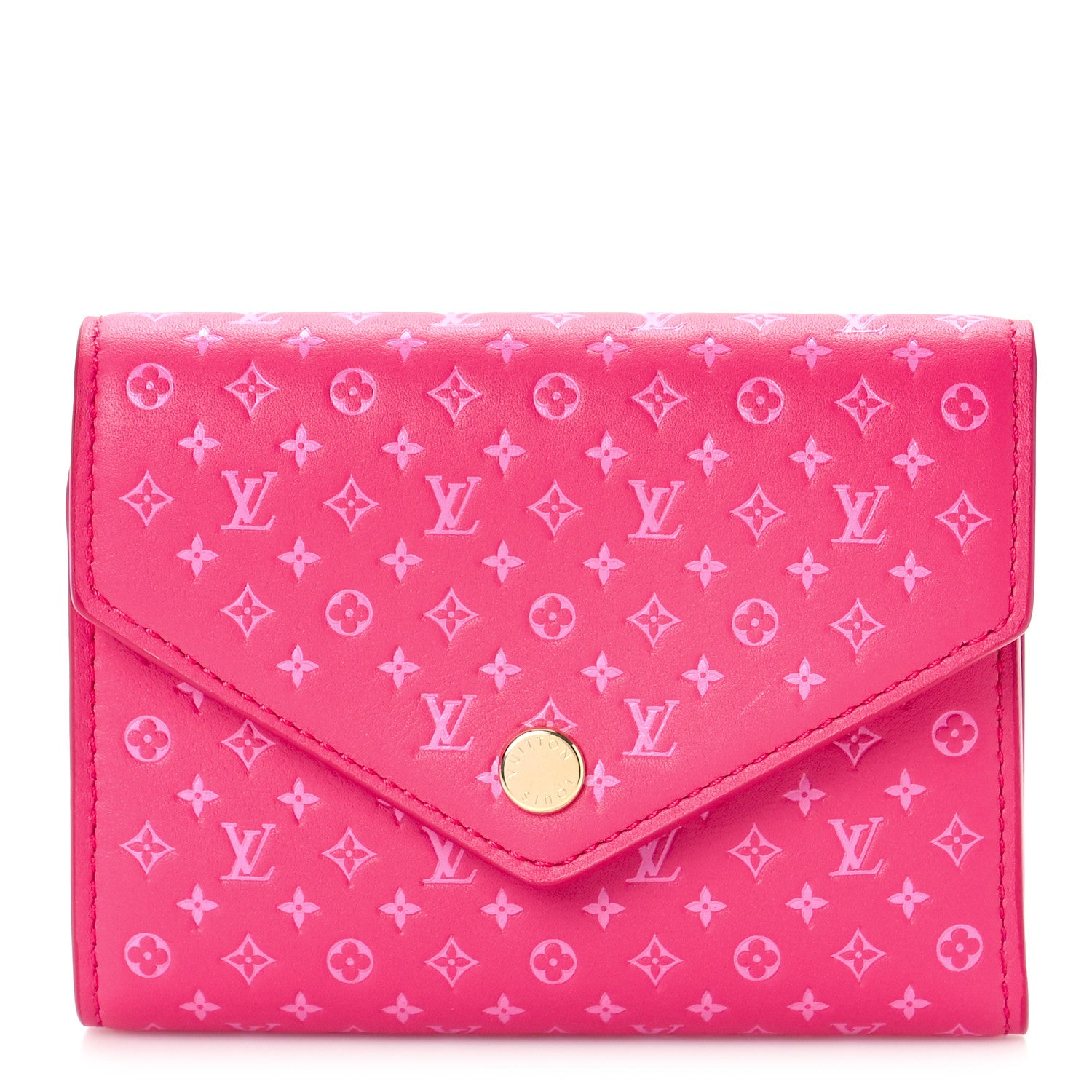 Louis Vuitton Calfskin Nanogram Embossed Victorine Wallet Rose 1 of 8