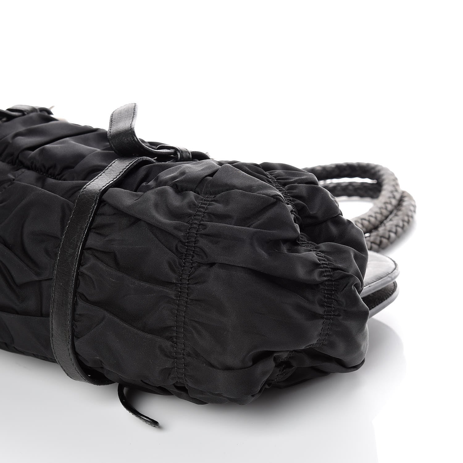 Prada Tessuto Nylon Nappa Braided Gaufre Frame Black 6 of 9
