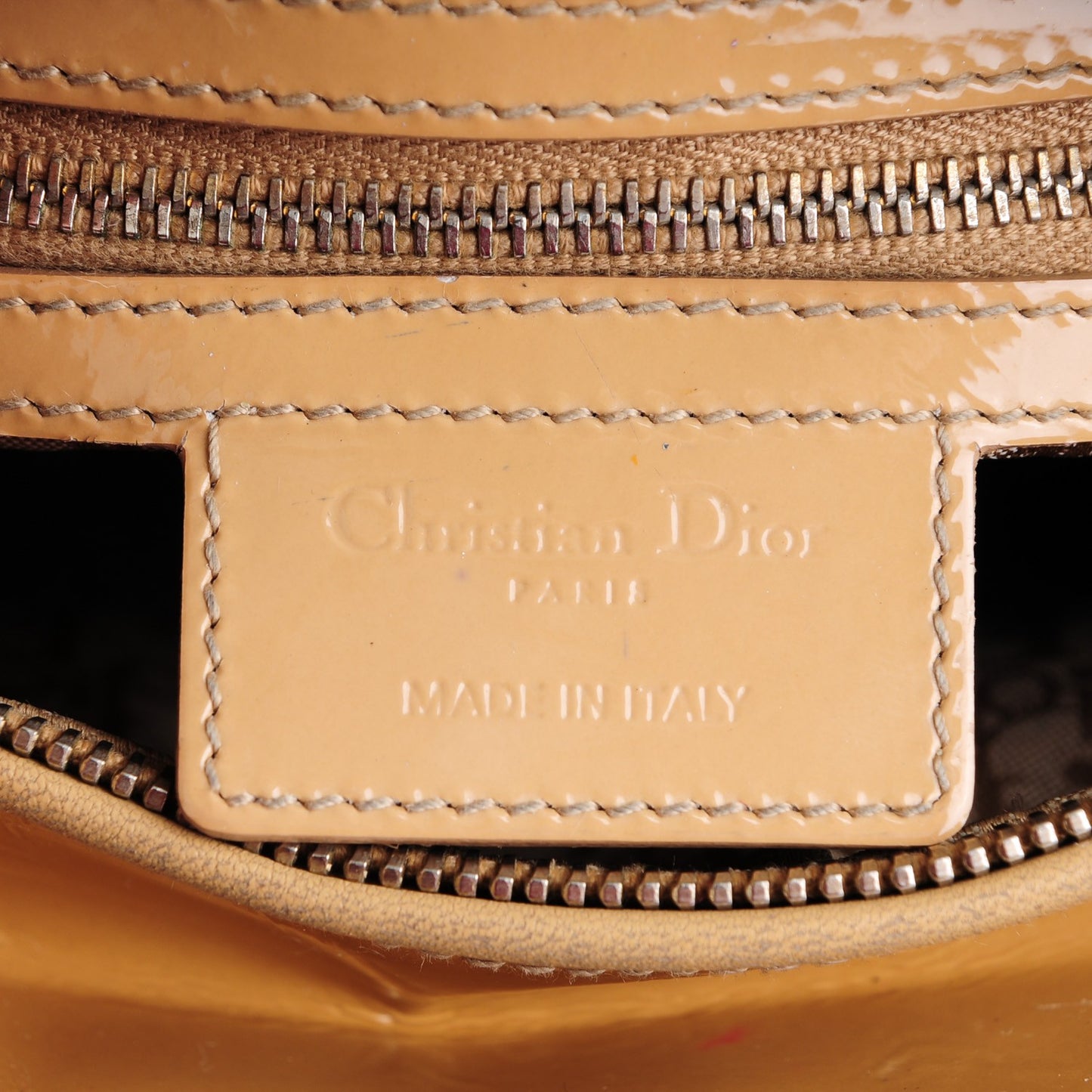Patent Cannage Medium Lady Dior Dark Beige