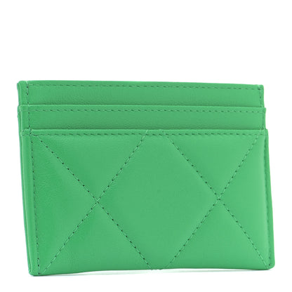 Chanel Lambskin Quilted Chanel 19 Card Holder Green 3 of 12