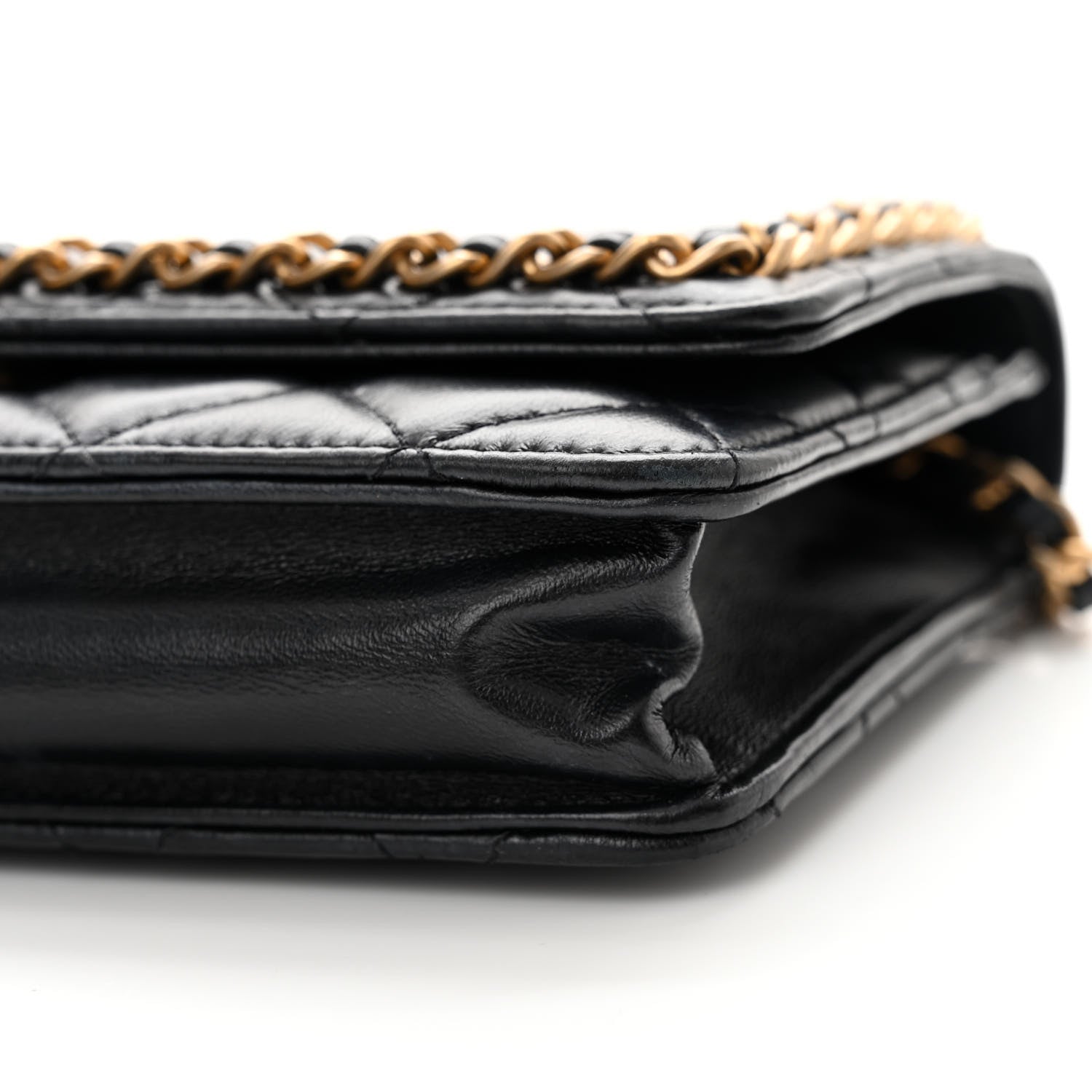 Chanel Lambskin Quilted Chain Around Wallet On Chain WOC Black 11 of 14