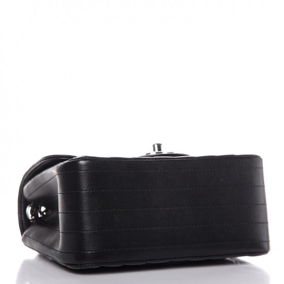 Lambskin Chevron Quilted Mini Square Flap Black