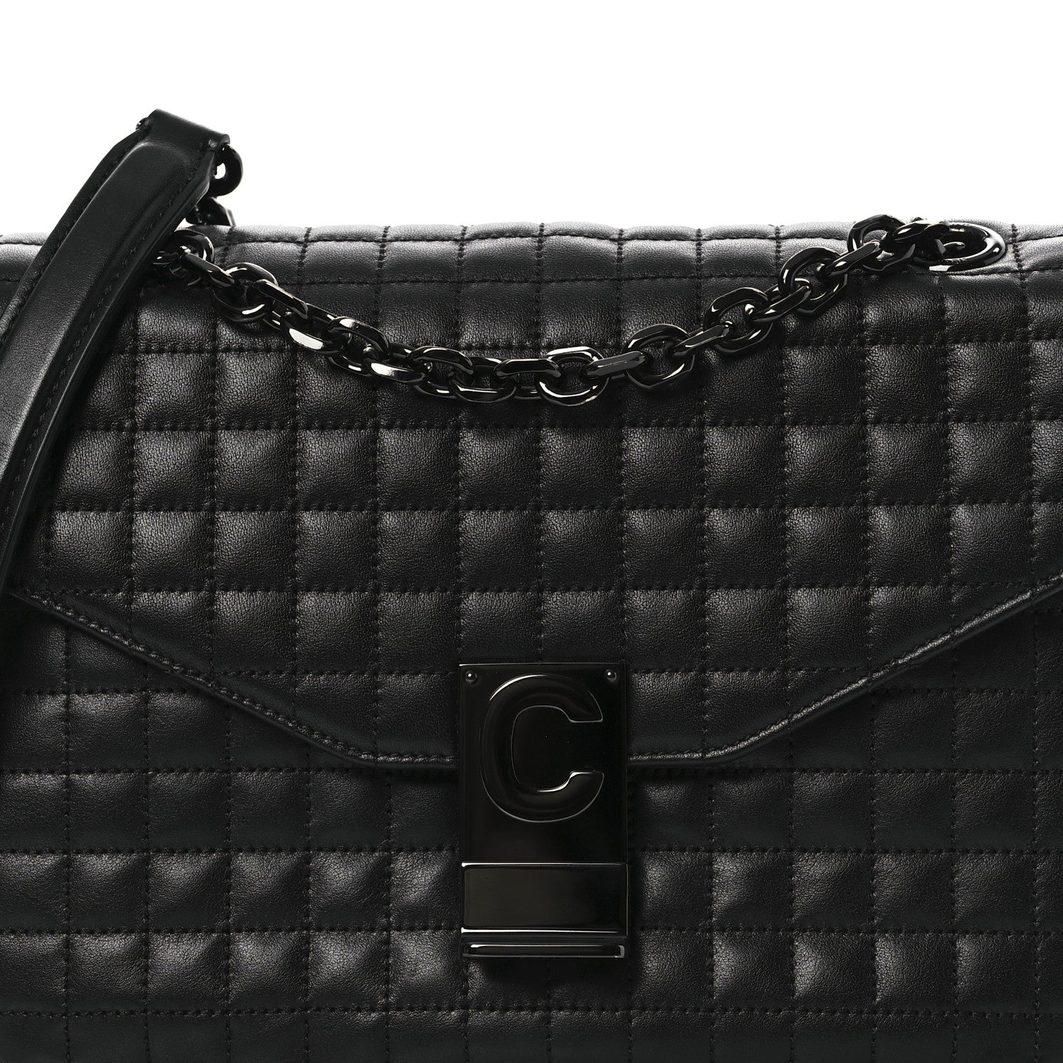 Celine Calfskin Quilted Medium C Bag Black 9 of 11