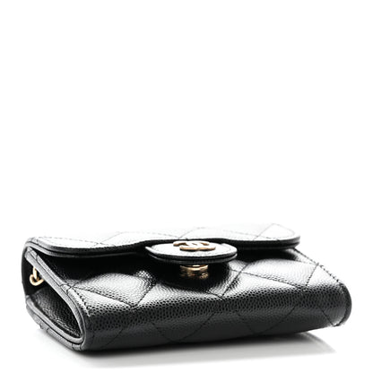 Chanel Caviar Quilted Flap Card Holder On Chain Black 4 of 11