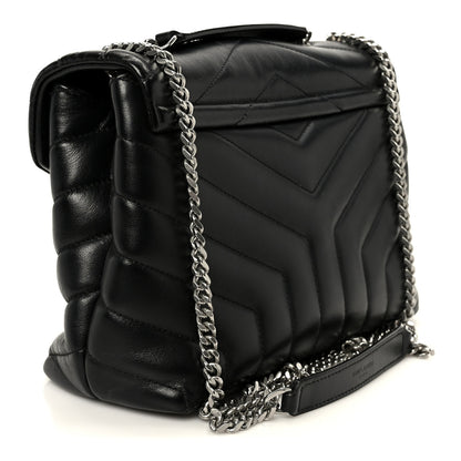 Saint Laurent Calfskin Y Quilted Monogram Small Loulou Chain Satchel Black 3 of 11