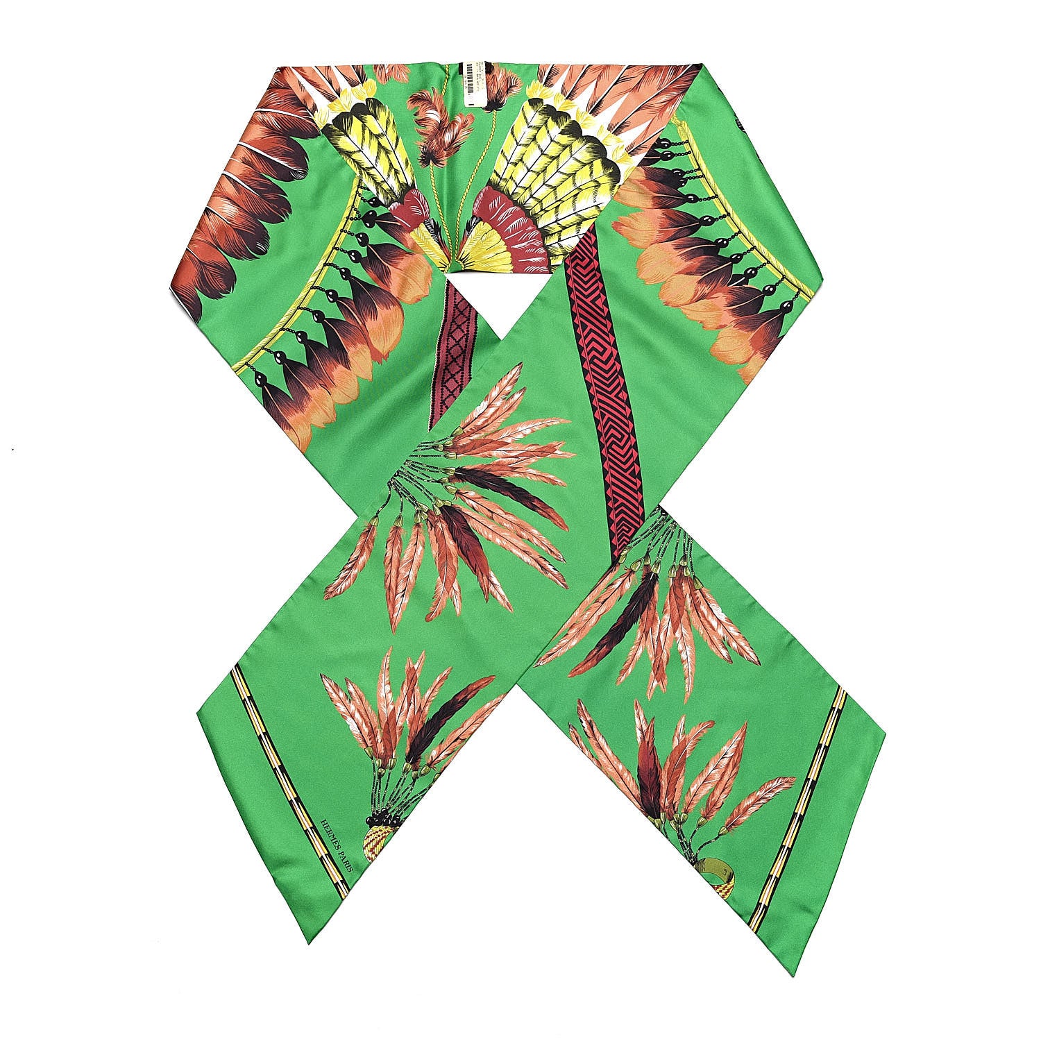 Hermes Silk Brazil Maxi Twilly Vert Vif Brun Absinthe 1 of 5