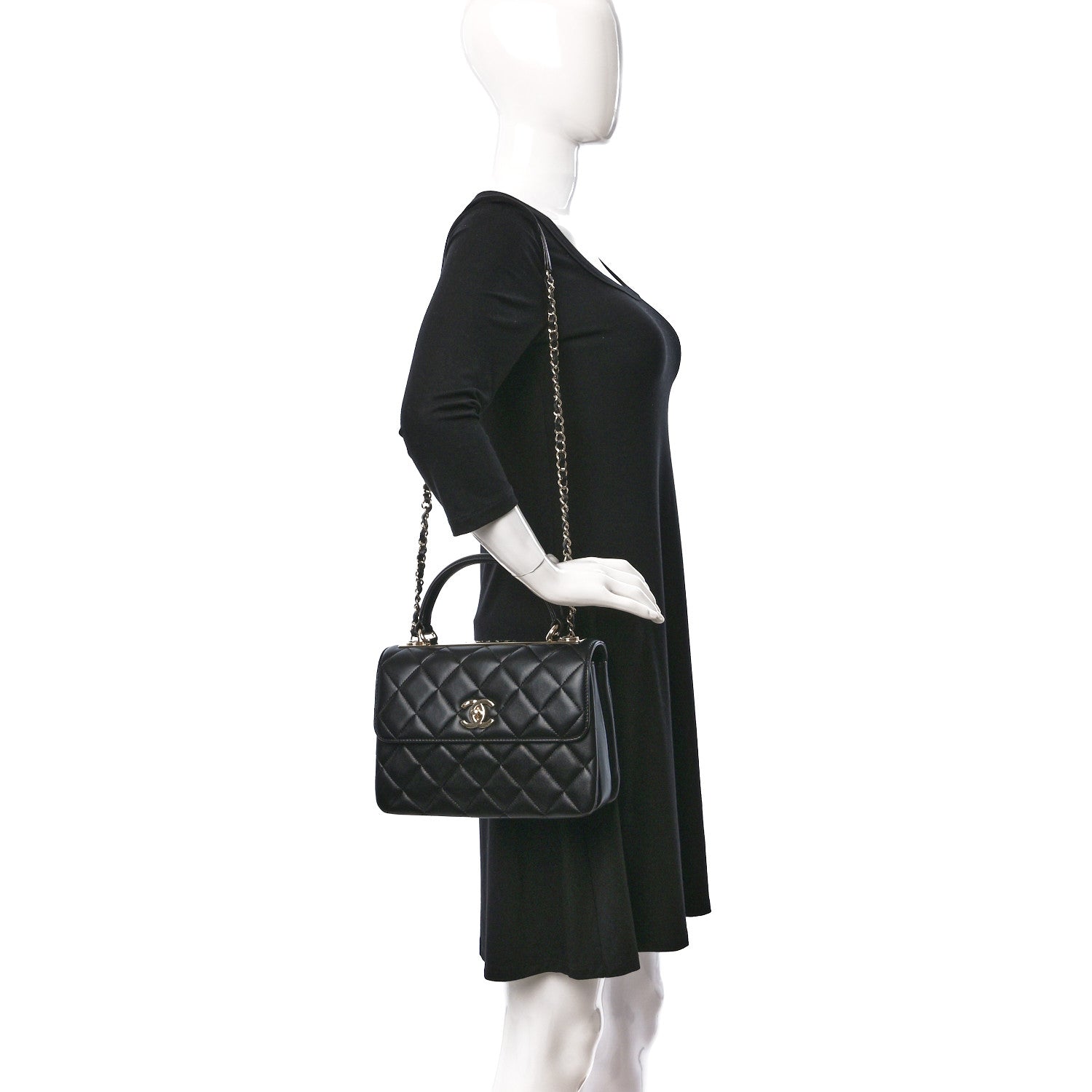 Chanel Lambskin Quilted Small Trendy CC Dual Handle Flap Bag Black 2 of 9