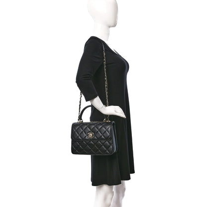 Chanel Lambskin Quilted Small Trendy CC Dual Handle Flap Bag Black 2 of 9