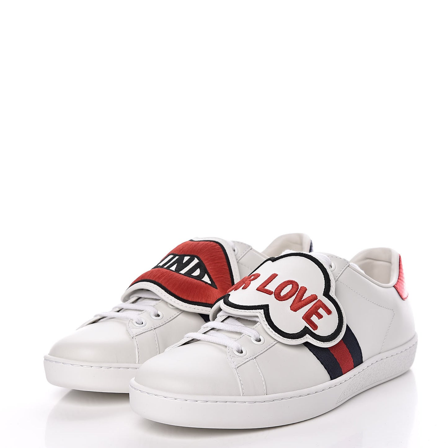 Calfskin Ayers Blind For Love Embroidered Womens Ace Sneakers 38 White