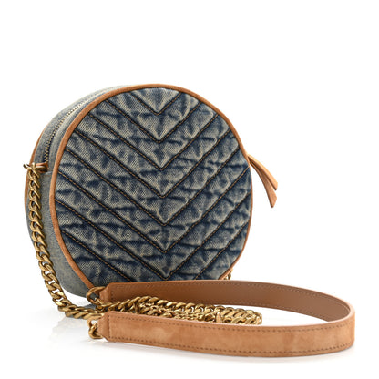 Saint Laurent Denim Quilted Monogram Round Crossbody Bag Rodeo Blue 3 of 10
