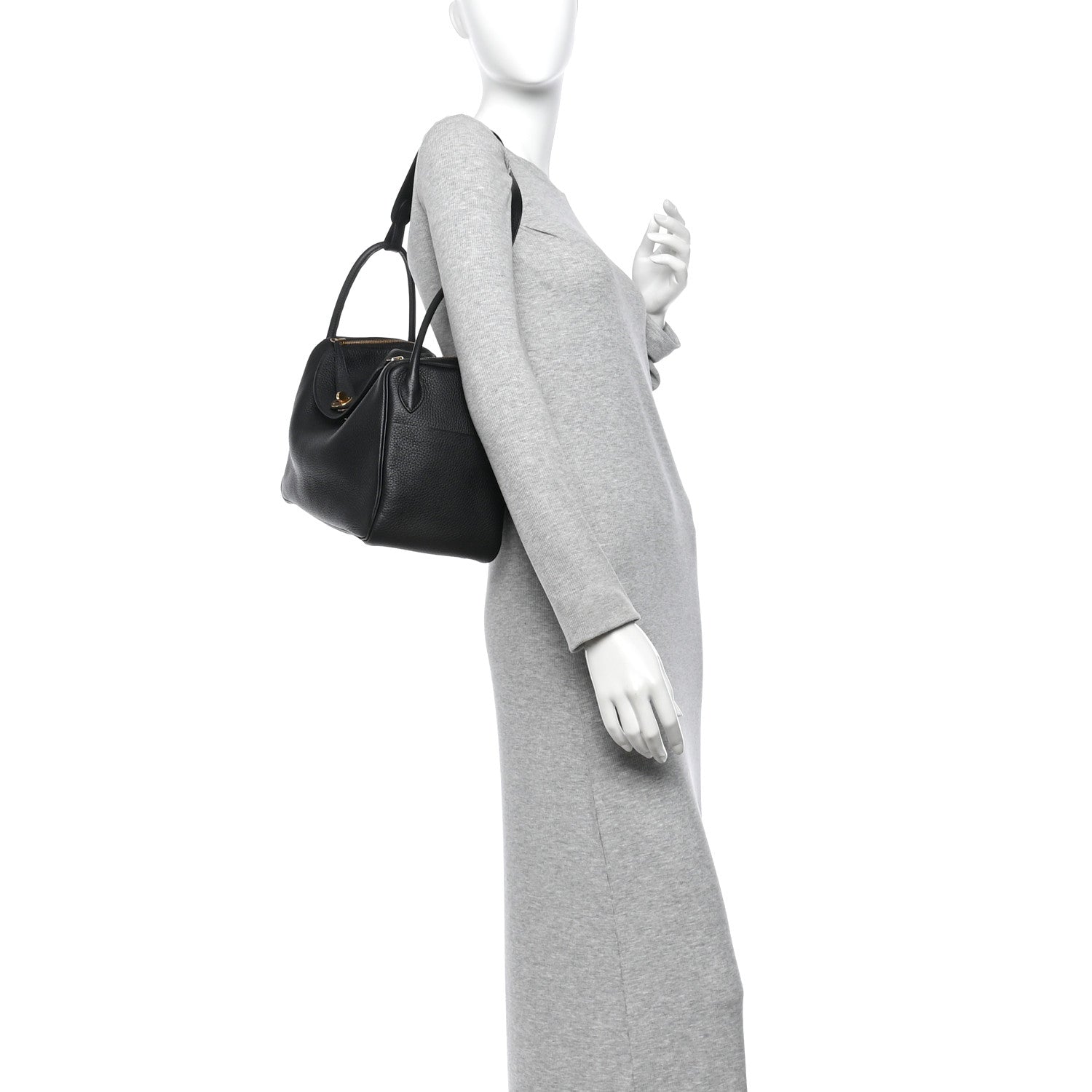 Hermes Taurillon Clemence Lindy 30 Black 2 of 10