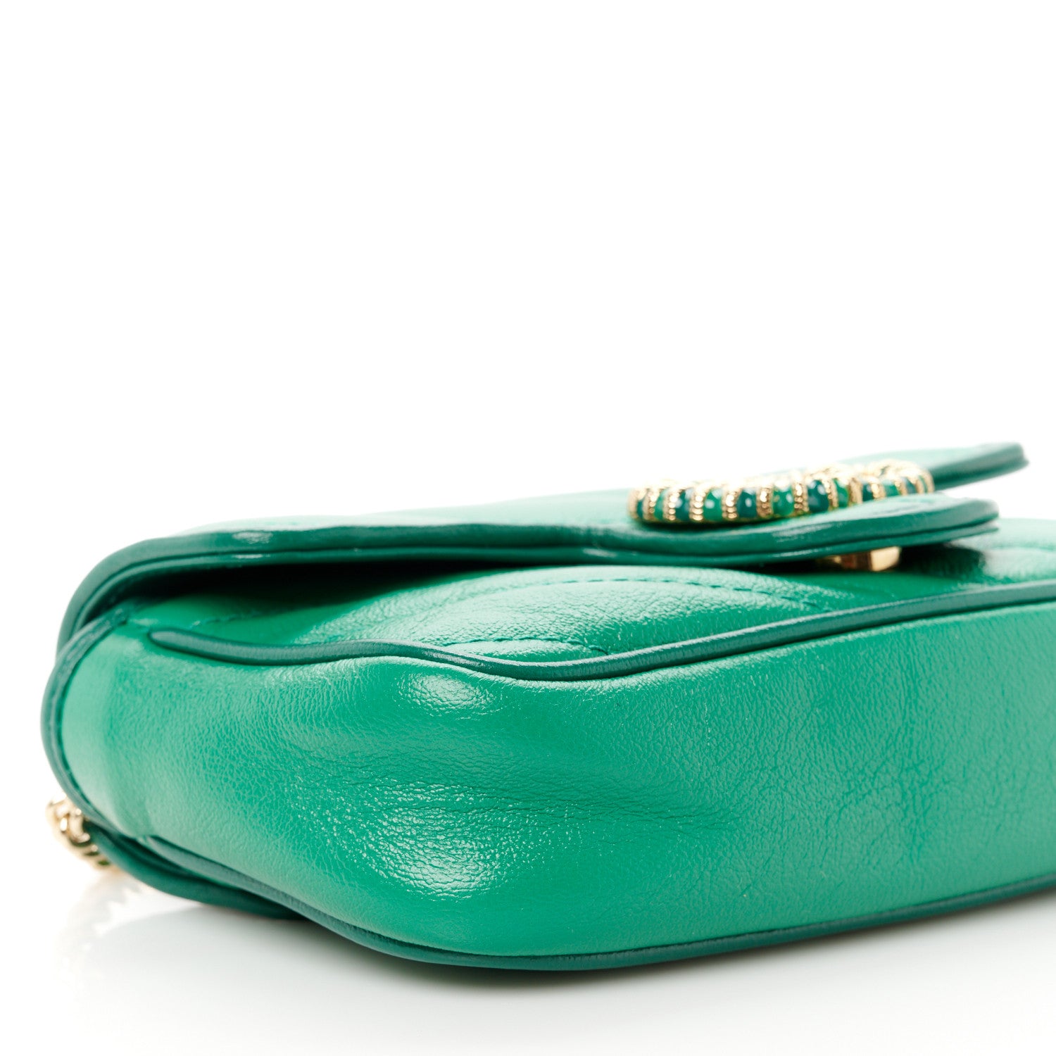 Gucci Azalea Calfskin Enamel Matelasse Diagonal Super Mini Torchon GG Marmont Shoulder Bag New Shamarock Emerald 9 of 10