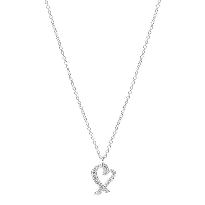 Tiffany 18K White Gold Diamond Mini Paloma Picasso Loving Heart Pendant Necklace 1 of 5