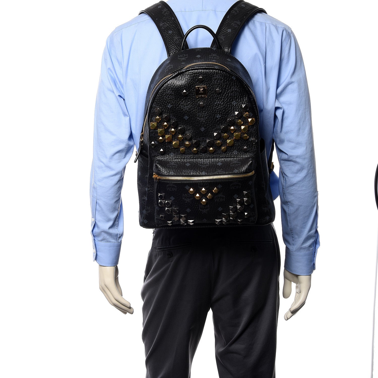 MCM Visetos Studded Medium Stark M Backpack Black 2 of 9
