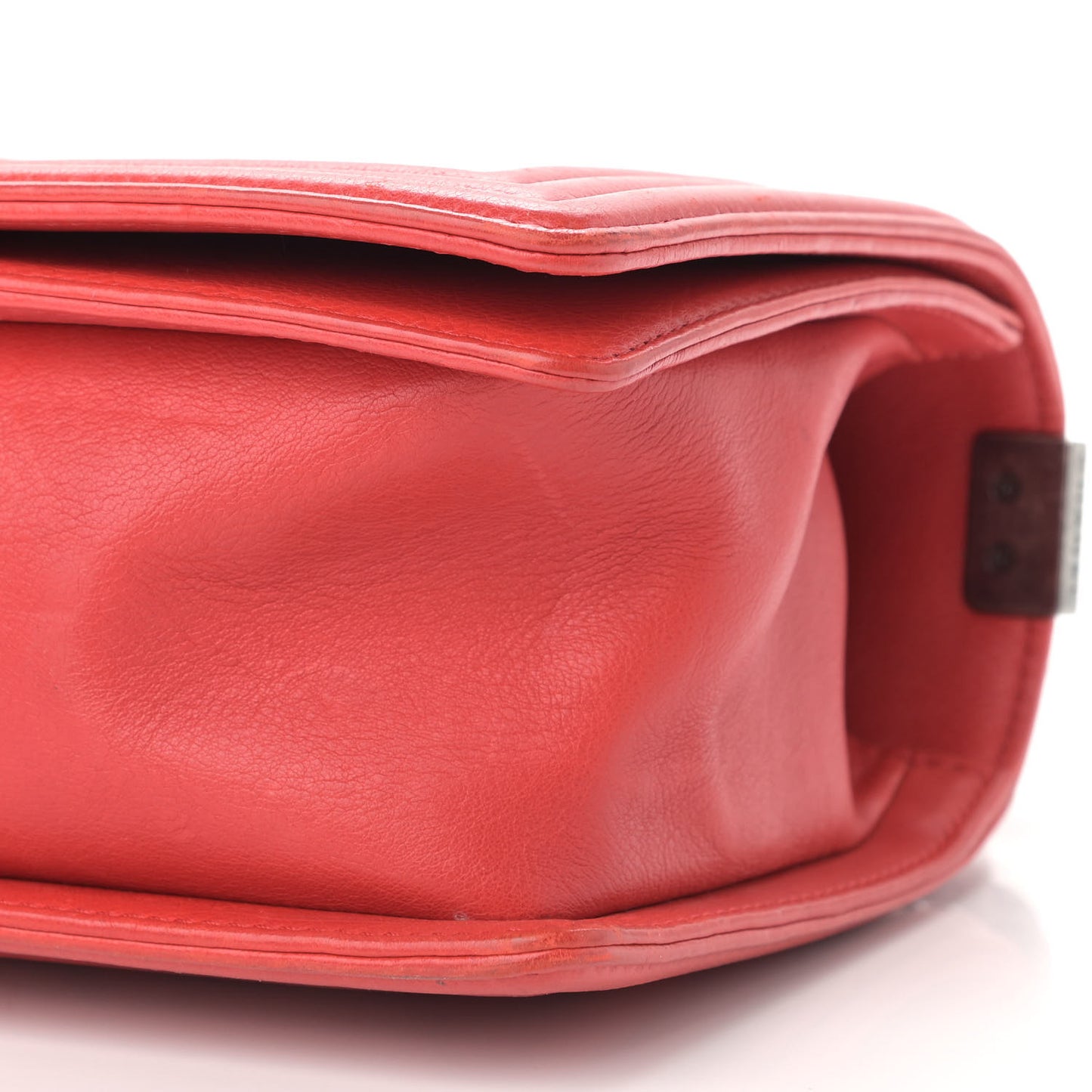 Calfskin Quilted Double Stitch Medium Boy Flap Red