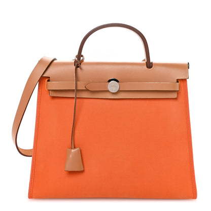 Hermes Vache Hunter Toile Herbag Zip 31 PM Orange 1 of 11