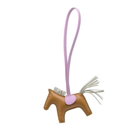 Hermes Milo Lambskin Grigri Rodeo Horse Bag Charm PM Sesame Mauve Sylvestre Craie 1 of 5