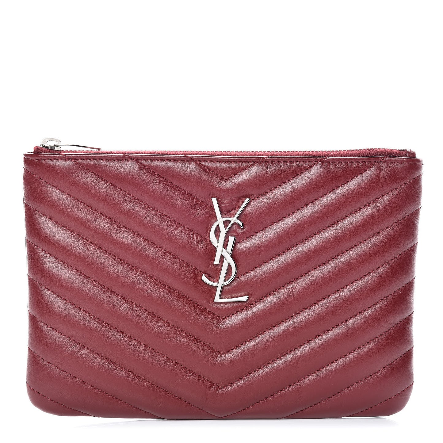 Calfskin Matelasse Chevron Monogram Pouch Palissandre