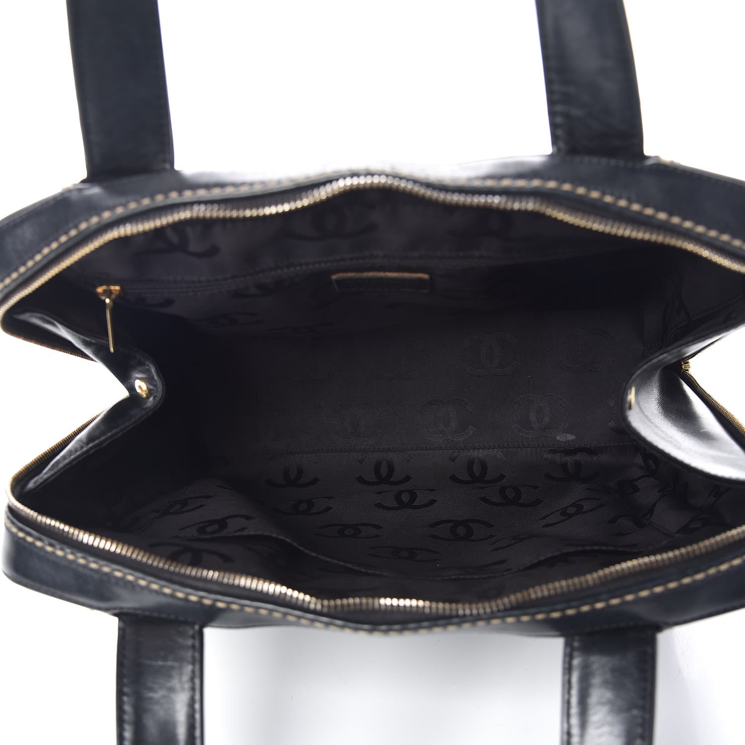 Chanel Calfskin Contrast Stitch Surpique Bowler Black 7 of 11