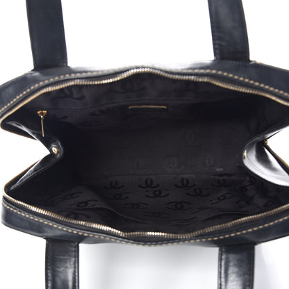 Chanel Calfskin Contrast Stitch Surpique Bowler Black 7 of 11